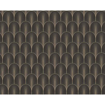 Art Deco mintás fali poszter, fekete arany DCV1080