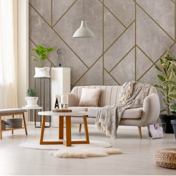 Fakóbarna beton hatású poszter geometrikus mintával DCV1094