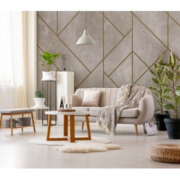 Fakóbarna beton hatású poszter geometrikus mintával DCV1094