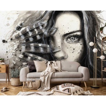 Női arc grafika hatású fali poszter DCV1096