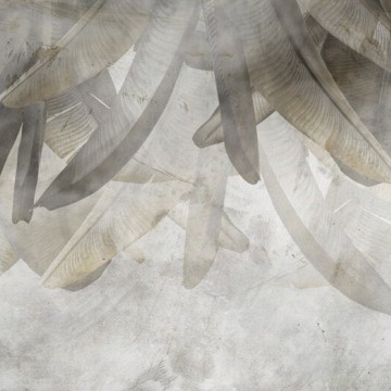 Barna szürke fali poszter nagy levelekkel DC1108