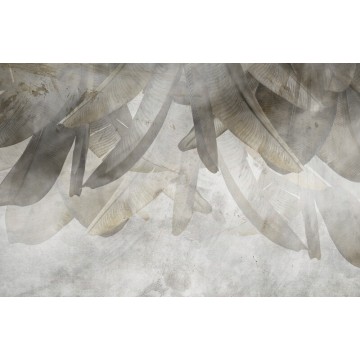 Barna szürke fali poszter nagy levelekkel DC1108