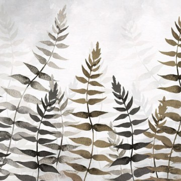 Barna sötétzözld fali poszter levelekkel DC1110