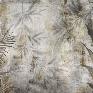 Barna koptatott hatású levélmintás fali poszter DC1148