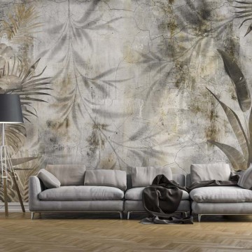 Barna koptatott hatású levélmintás fali poszter DC1148