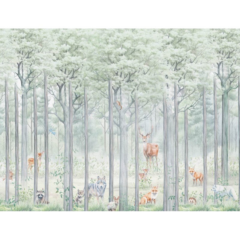 Erde állatok fali poszter, üde zöld szürke DC1229