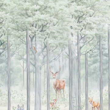 Erde állatok fali poszter, üde zöld szürke DC1229