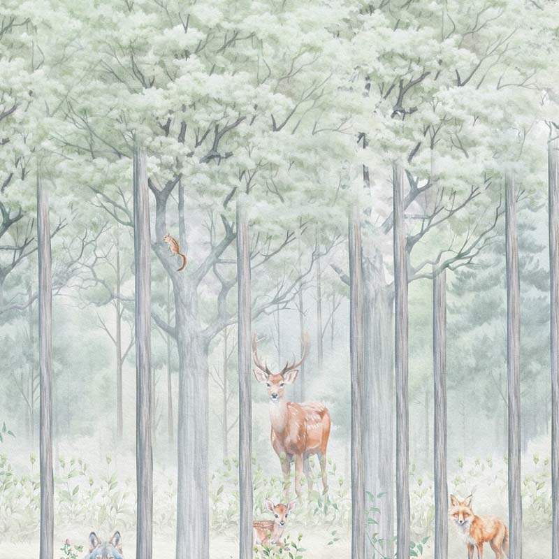 Erde állatok fali poszter, üde zöld szürke DC1229