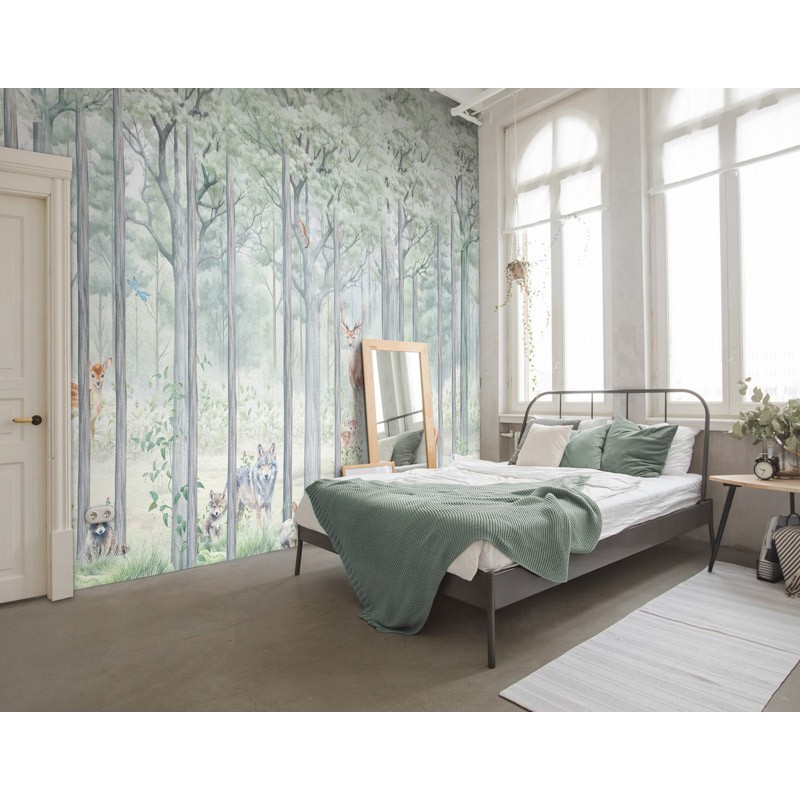 Erde állatok fali poszter, üde zöld szürke DC1229