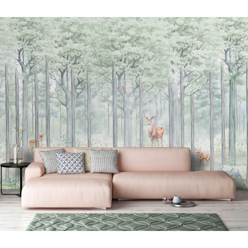 Erde állatok fali poszter, üde zöld szürke DC1229