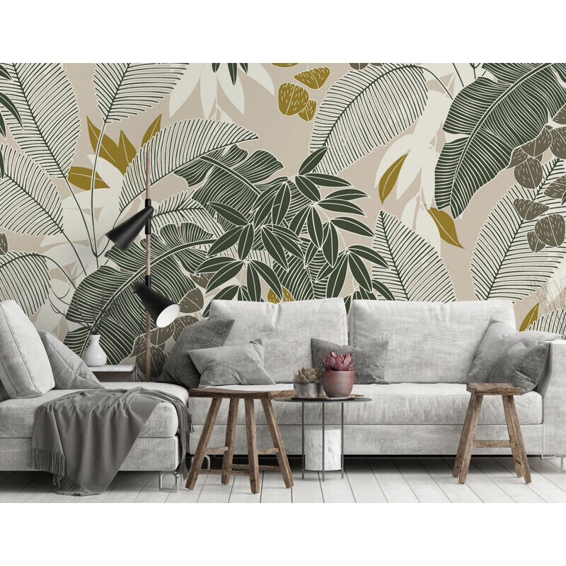 Barna zöld nagy levelek fali poszter DC1279