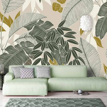 Barna zöld nagy levelek fali poszter DC1279