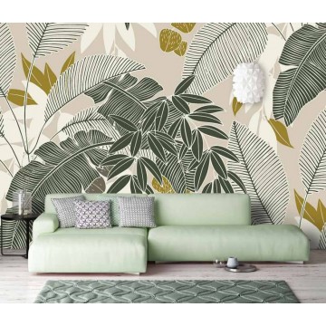 Barna zöld nagy levelek fali poszter DC1279