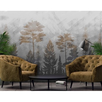 Barna fali poszter fákkal DC1204
