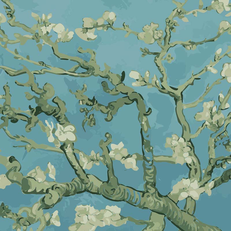 Élénk türkiz virágos fali poszter DC1212