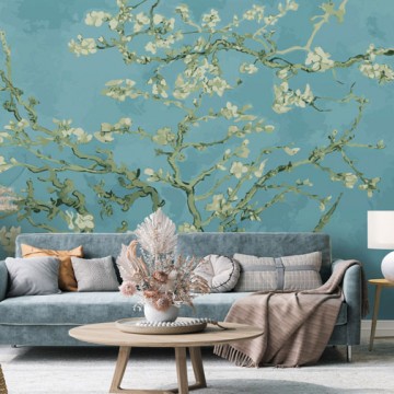 Élénk türkiz virágos fali poszter DC1212