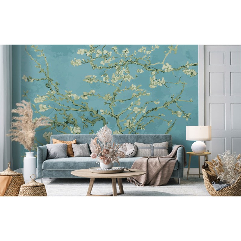 Élénk türkiz virágos fali poszter DC1212