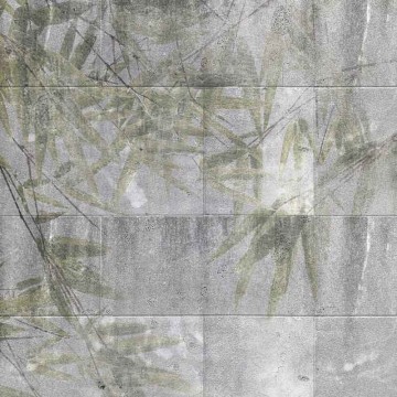 Beton hatású fali poszter levélmintával, fakózöld DC1223 Beton hatású fali poszter levélmintával, fakózöld DC1223