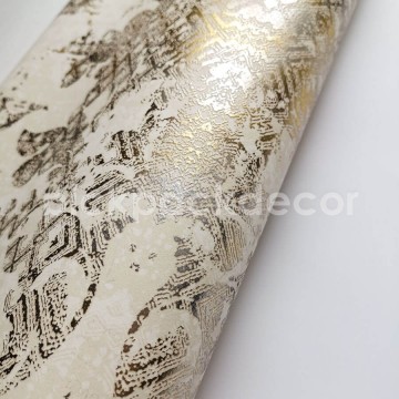 Világos drapp alapfelületű tapéta arany és ezüst díszítéssel SR28203 (Shiraz)