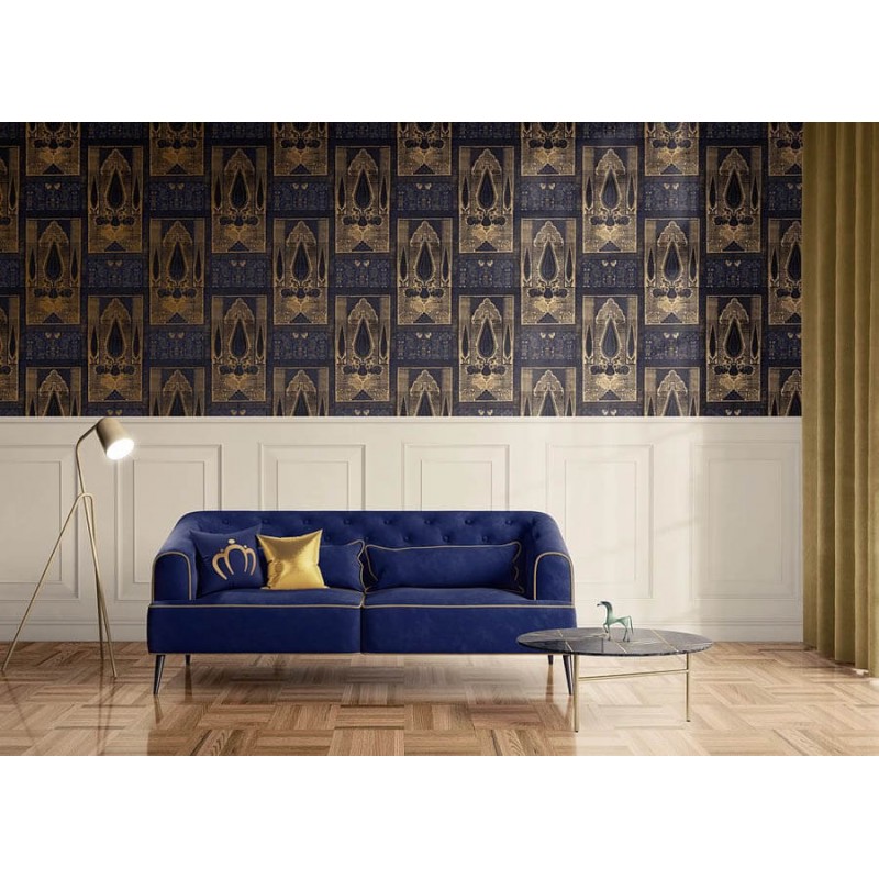 Sötétkék arany tapéta keleties hangulatú mintával SR28006 (Shiraz)