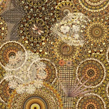 Kör-, és csipkemintás posztertapéta, barna TD4154 (200x280 cm)  (Circle of Life)