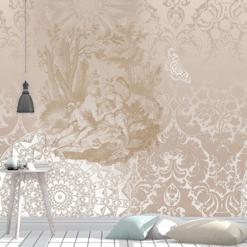 Klasszikus mintával díszített posztertapéta naturális árnyalatokkal TD4174 (300x280 cm)  (Circle of Life)