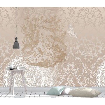 Klasszikus mintával díszített posztertapéta naturális árnyalatokkal TD4174 (300x280 cm)  (Circle of Life)