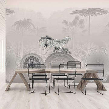 Elegáns, világos árnyalatú trópusi fali poszter TD4176 (300x280 cm)  (Circle of Life)