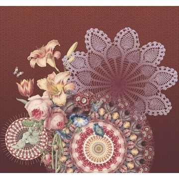 Bordó nagy virágos fali poszter TD4183 (300x280 cm)  (Circle of Life)