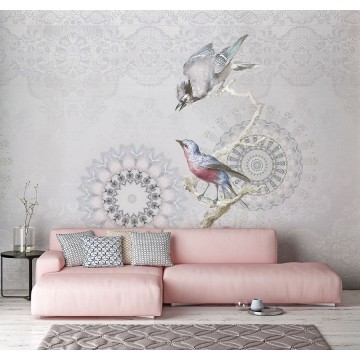 Énekes madarak szürke háttérrel fali poszter TD4189 (300x280 cm)  (Circle of Life)