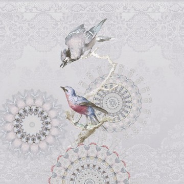 Énekes madarak szürke háttérrel fali poszter TD4189 (300x280 cm)  (Circle of Life)