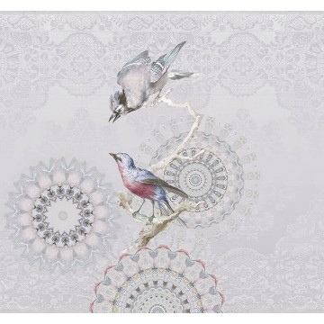 Énekes madarak szürke háttérrel fali poszter TD4189 (300x280 cm)  (Circle of Life)