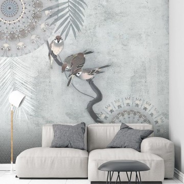 Madarak faágon szürke posztertapéta TD4190 (300x280 cm)  (Circle of Life)