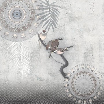 Madarak faágon szürke posztertapéta TD4190 (300x280 cm)  (Circle of Life)