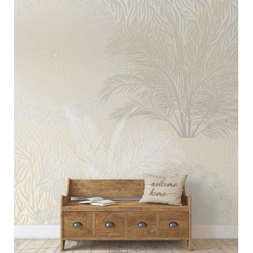 Krémszínű növénymintás poszter TD4192 (300x280 cm)  (Circle of Life)