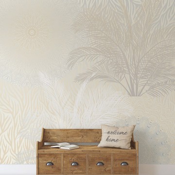 Krémszínű növénymintás poszter TD4192 (300x280 cm)  (Circle of Life)