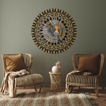 Kör alakú poszter madár mintával, zöld TD4202 (átmérő: 100 cm vagy 150 cm) (Circle of Life)