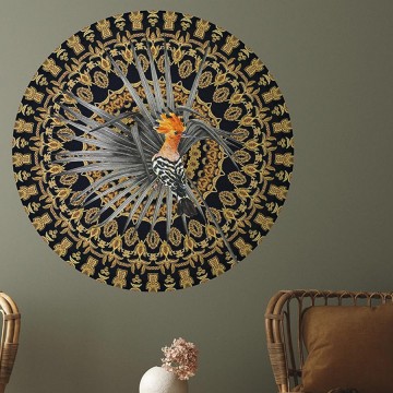 Kör alakú poszter madár mintával, zöld TD4202 (átmérő: 100 cm vagy 150 cm) (Circle of Life)