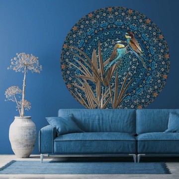 Kör alakú poszter madár mintával, kék TD4210 (átmérő: 100 cm vagy 150 cm) (Circle of Life)