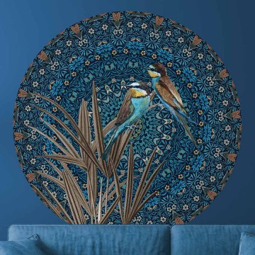 Kör alakú poszter madár mintával, kék TD4210 (átmérő: 100 cm vagy 150 cm) (Circle of Life)