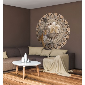 Kör alakú poszter állatmintával, barna TD4212 (átmérő: 100 cm vagy 150 cm) (Circle of Life)