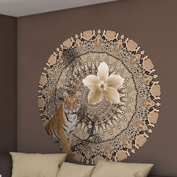 Kör alakú poszter állatmintával, barna TD4212 (átmérő: 100 cm vagy 150 cm) (Circle of Life)