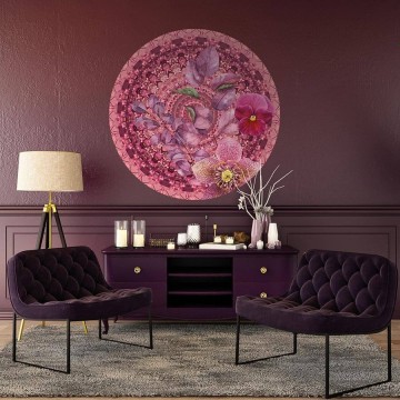 Kör alakú poszter virággal, bordó TD4216 (átmérő: 100 cm vagy 150 cm) (Circle of Life)