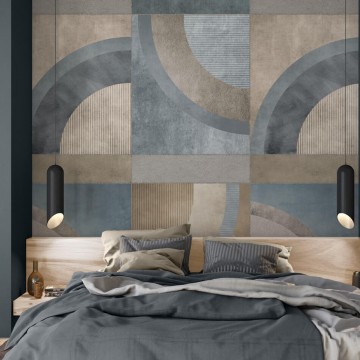 Barna-szürke körcikk mintás posztertapéta (200X280 cm) INK7510 (Esbjerg)