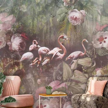 Festmény hatású posztertapéta madarakkal (200x280 cm) INK7553 (Floral)