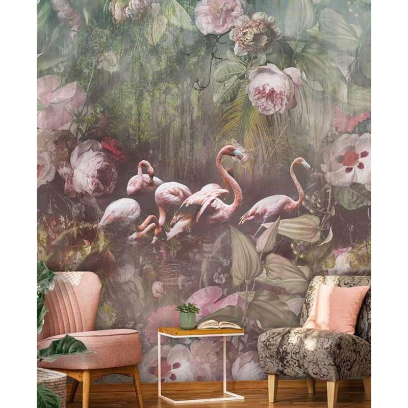 Festmény hatású posztertapéta madarakkal (200x280 cm) INK7553 (Floral)