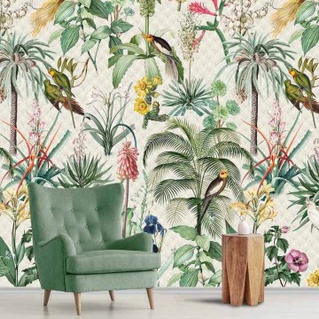 Fali poszter növényekkel, madarakkal (200x280 cm) INK7558 (Floral)