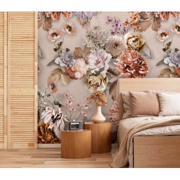 Barna virágos fali poszter (200x280 cm) INK7567 (Floral)