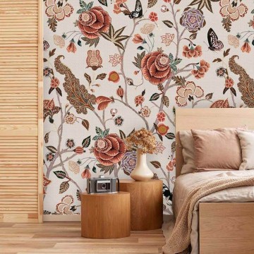 Barna vintage virágos fali poszter (200x280 cm) INK7568 (Floral)