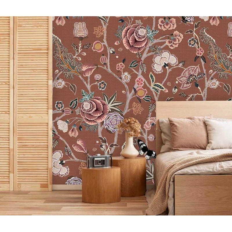 Barna virágos fali poszter, barna (200x280 cm) INK7569 (Floral)